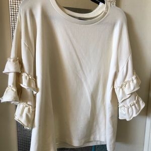 Pearl embossed bell sleeve blouse